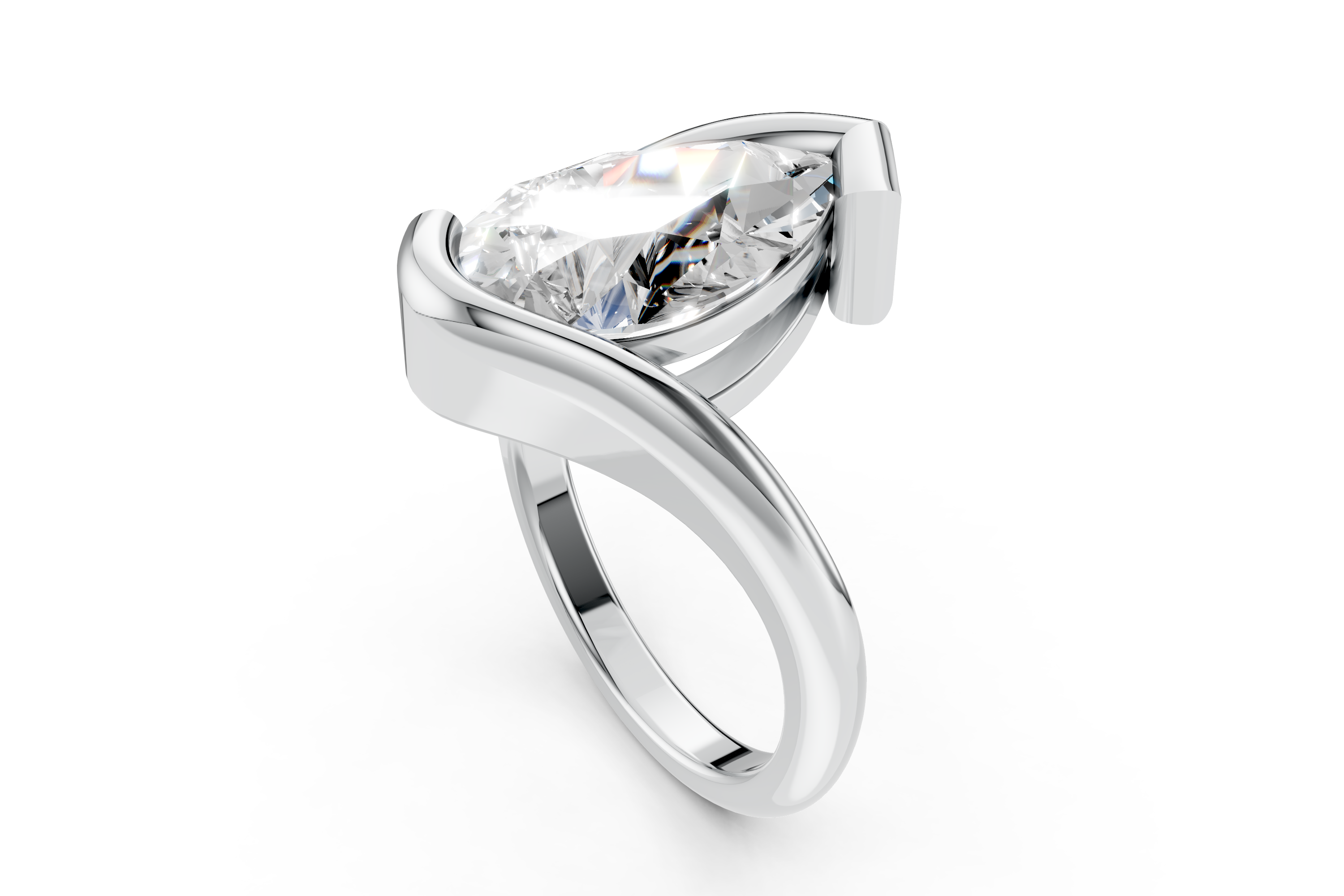 Elegant Platinum Cushion and Baguette Ring (US Size 6)